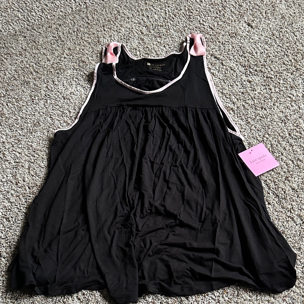kate spade black tank with pale pink trim
